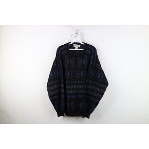 Vintage 90s Coogi Style Mens XL Ed Bassmaster Rainbow Wool Blend Knit Sweater